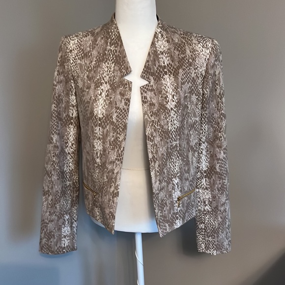 Calvin Klein brown and cream faux snake print jacket blazer - Picture 2 of 8